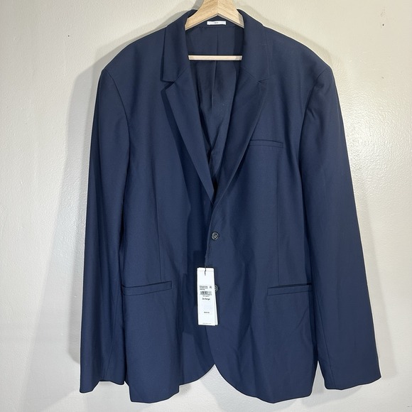 Calvin Klein Mens Athletic Slim Fit Stretch Snap Button Blazer Navy Blue 2XL